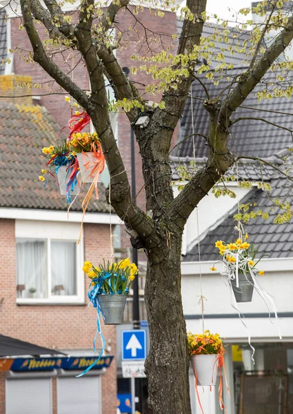 Noordwijkerhout Pays Bas Avril 2017 Décorations Avec Des Seaux Suspendus — Photo