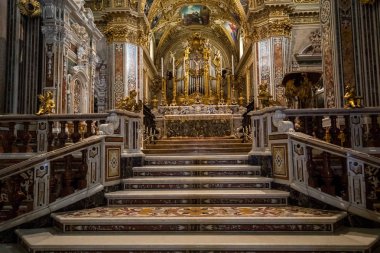 Montecassino, Italy - June 17, 2017: Altar Inside the Basilica Cathedral at Monte Cassino Abbey. Italy clipart