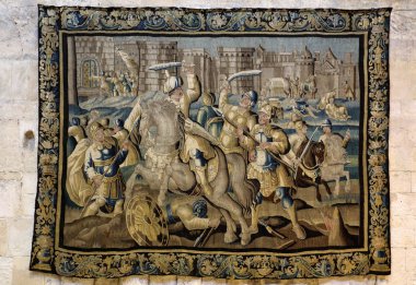 Arles, Fransa - 27 Haziran 2017: Saint-Trophime Katedrali Haritayı hayat Godefroy de Bouillon Kudüs, Arles, Fransa için görüntülenen 17 c Aubusson duvar halıları Galeri