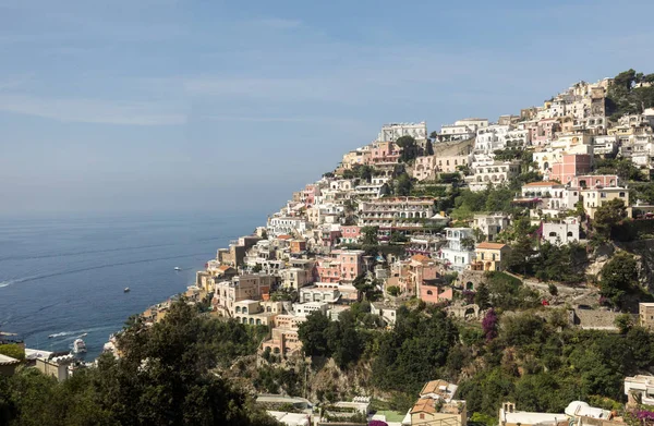 Panorama of Positano with houses climbing up the hill, Campania, Italy