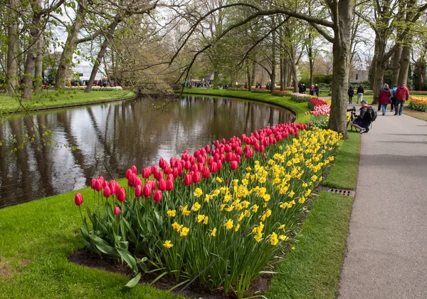 Lisse Nederländerna April 2017 Besökare Keukenhof Garden Lisse Holland Nederländerna — Stockfoto