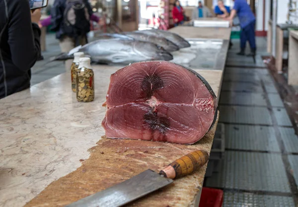 Fresh Tuna Fish Market Mercado Dos Lavradores Funchal Madeira — Stock Photo, Image