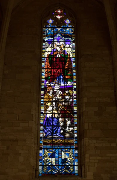 Sarlat Fransa Eylül 2018 Ortaçağ Içinde Renkli Vitray Sarlat Katedrali — Stok fotoğraf