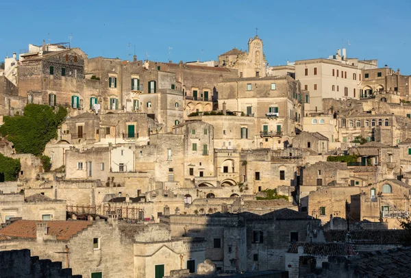 마테라 Sassi Matera 전경은 마테라 역사적 지역으로 주거지로 알려져 바실리카타 — 스톡 사진