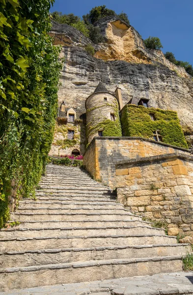 Majestic Stone Staircase Roque Gageac Charming Town Dordogne Valley France — Stock Photo, Image