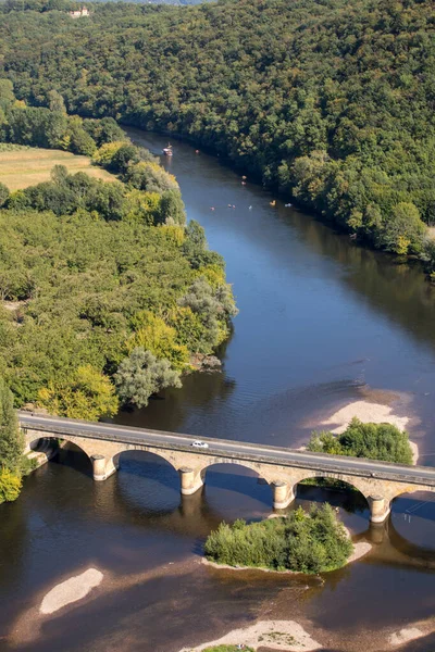 View Valley Dordogne River Castelnaud Castle Aquitaine France — Stock Photo, Image