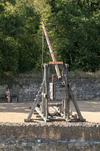 Castelnaud Dordogne Francie Září 2018 Středověký Trebuchet Zámku Castelnaud Středověká — Stock fotografie