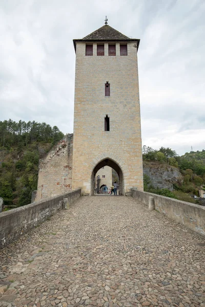 Cahors Francie Září 2018 Středověký Pont Valentre Nad Řekou Lot — Stock fotografie