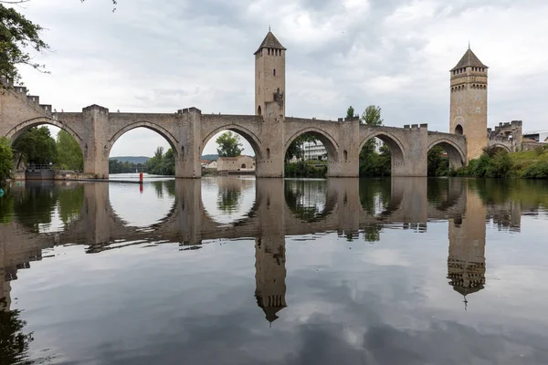 Medieval Pont Valentre River Lot Cahors Lot Γαλλία — Φωτογραφία Αρχείου