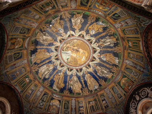 Ravenna Italy Sept 2019 Ceiling Mosaic Baptistry Neon Ravenna Italy — Stock Photo, Image