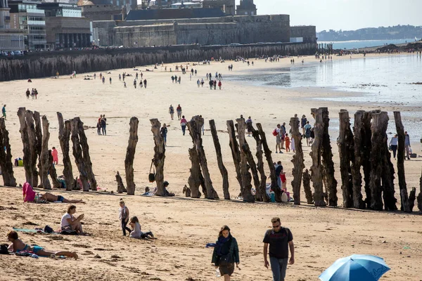 Malo Francia Septiembre 2018 Caminata Romántica Personas Antes Del Atardecer — Foto de Stock