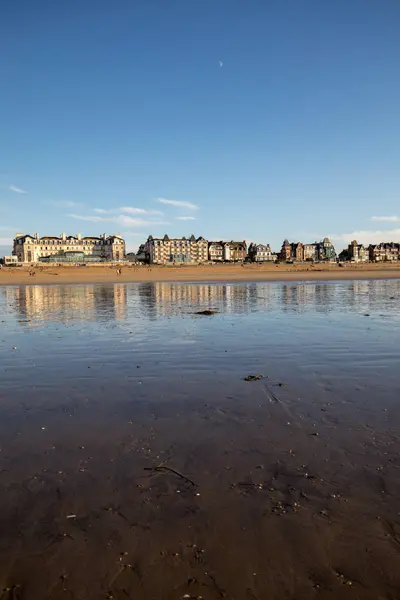 Malo Frankrijk September 2018 Strand Avondzon Gebouwen Langs Boulevard Saint — Stockfoto