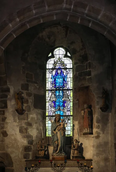 Mont Saint Michel Frankreich September 2018 Glasmalerei Der Pfarrkirche Saint — Stockfoto