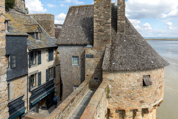 Mont Saint Michel Frankrike September 2018 Festningsvollene Tårnene Mont Saint – stockfoto