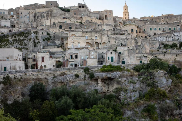 View of the Sassi di Matera a historic district in the city of Matera, well-known for their ancient cave dwellings. Basilicata. Italy