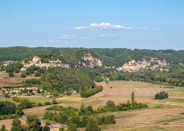 Dordogne Nehri Vadisi La Roque-Gageac, Aquitaine, Fransa alanında peyzaj