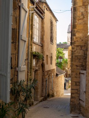 Sarlat, Fransa - 2 Eylül 2018: pitoresk şehir, Sarlat la Caneda Dordogne bölümü, Aquitaine, Fransa
