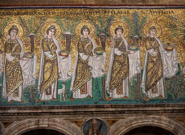 Ravenna Italy Sept 2019 Mosaics Side Wall Basilica Apollinare Nuovo — Stock Photo, Image