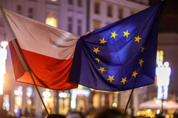 Krakau Polen Dezember 2019 Protest Zur Verteidigung Unabhängiger Gerichte Unter — Stockfoto