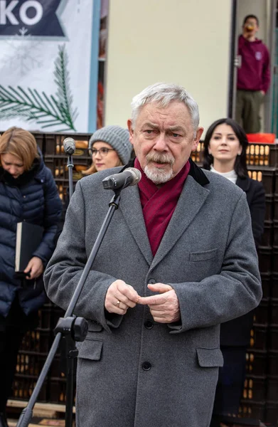 Cracovia Polonia Diciembre 2019 Presidente Cracovia Jacek Majchrowski Participa Víspera — Foto de Stock