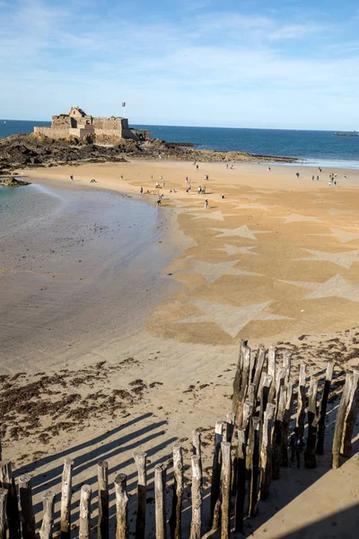 Saint Malo França Setembro 2018 Estrelas Praia Saint Malo Brittany — Fotografia de Stock