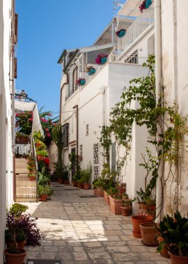 Çekici ve romantik tarihi şehir Polignano a Mare, Apulia, Güney İtalya