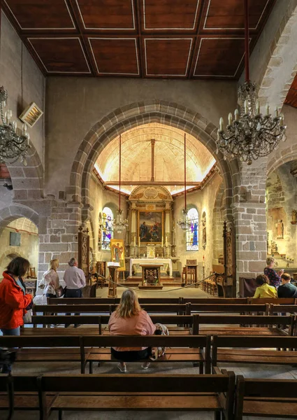 Mont Saint Michel Francia Septiembre 2018 Nave Principal Altar Iglesia —  Fotos de Stock