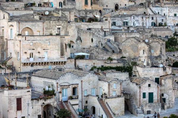 Matera Talya Eylül 2019 Sassi Matera Cobblestone Caddesi Matera Şehrinin — Stok fotoğraf