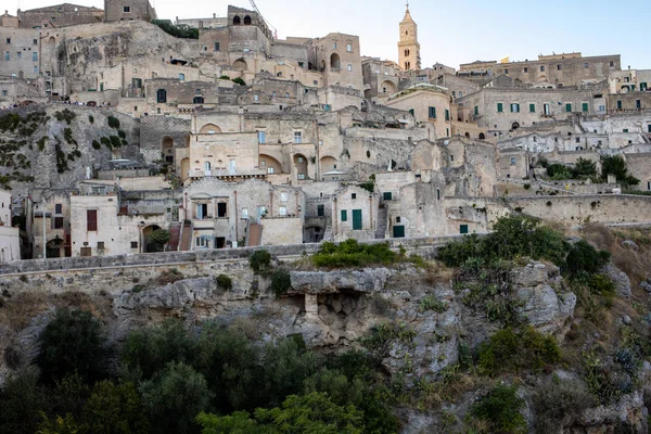 Matera Italia Septiembre 2019 Calle Cobblestone Sassi Matera Distrito Histórico —  Fotos de Stock