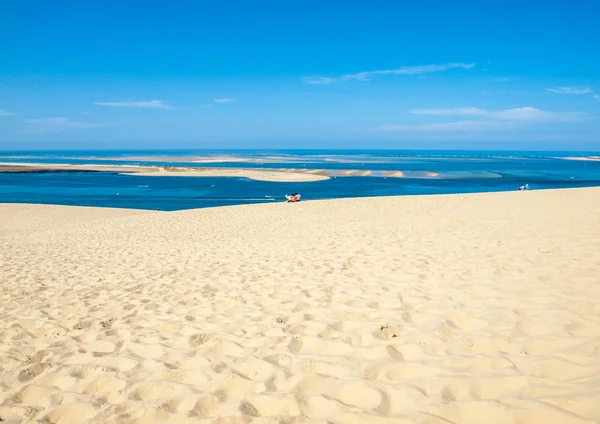 Вид Дюны Пилат Самой Высокой Песчаной Дюны Европе Мбаппе Залив — стоковое фото