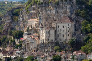 Rocamadour, Piskoposluk şehri ve Kutsal Bakire Meryem, Lot, Midi-Pyrenees, Fransa 'nın kutsal mabedi