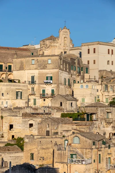 View Sassi Matera Historic District City Matera Well Known Ancient — Stock Photo, Image
