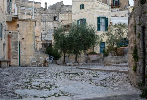 Rue Pavée Dans Sassi Matera Quartier Historique Ville Matera Basilicate — Photo