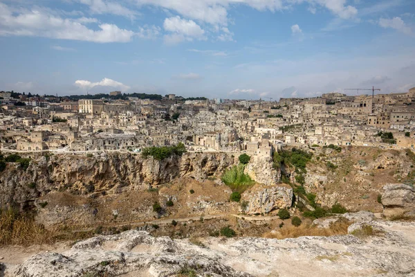 Πανοραμική Άποψη Του Sassi Matera Μια Ιστορική Συνοικία Στην Πόλη — Φωτογραφία Αρχείου