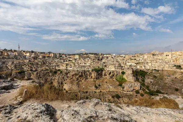 Πανοραμική Άποψη Του Sassi Matera Μια Ιστορική Συνοικία Στην Πόλη — Φωτογραφία Αρχείου