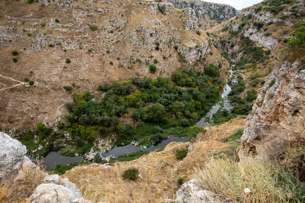 Utsikt Över Gravina Flodkanjon Och Park Rupestrian Kyrkor Matera Med — Stockfoto