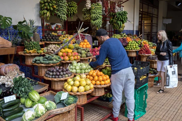 Funchal Madère Portugal Avril 2018 Marché Aux Fruits Légumes Mercado — Photo