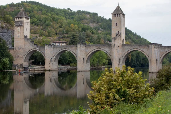 Ortaçağ Pont Valentre River Lot Cahors Lot Fransa Üzerinde — Stok fotoğraf