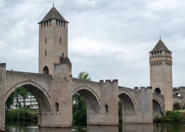 Cahors Frankrike September 2018 Den Medeltida Pont Valentre Över Floden — Stockfoto