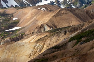 Fjallabak Doğa Rezervi 'ndeki Landmannalaugar volkanik dağları. İzlanda