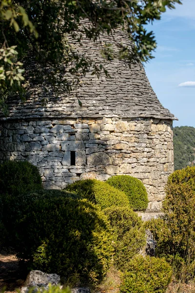 Topiário Pedra Rotunda Nos Jardins Dos Jardins Marqueyssac Região Dordogne — Fotografia de Stock