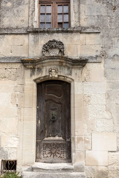 Staré Dřevěné Dveře Kamenný Dům Les Baux Provence Francie — Stock fotografie