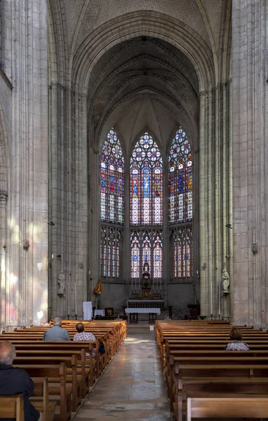 Troyes Francia Agosto 2018 Coloridas Vidrieras Altar Basilique Saint Urbain —  Fotos de Stock