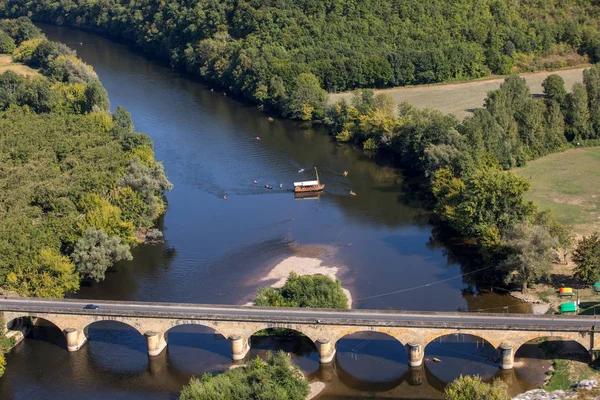 Uitzicht Vallei Van Dordogne Rivier Van Kasteel Castelnaud Aquitaine Frankrijk — Stockfoto