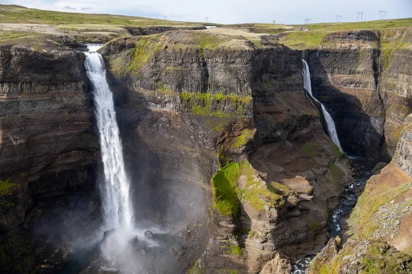 Vista Paisagem Cachoeira Haifoss Islândia — Fotografia de Stock