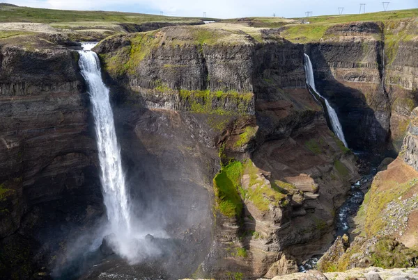 Vista Paisagem Cachoeira Haifoss Islândia — Fotografia de Stock