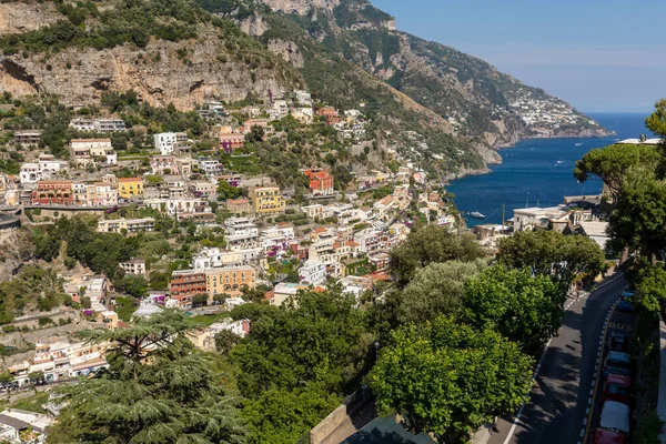 Positano Italia Giugno 2017 Panorama Positano Con Case Salita Campania — Foto Stock