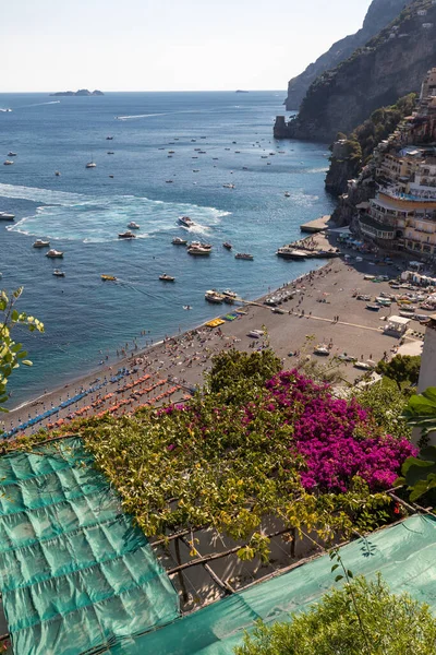 Positano Itália Junho 2017 Principal Praia Positano Spiaggia Grande Com — Fotografia de Stock