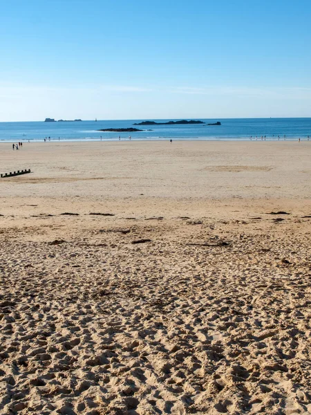 Hauptstrand Des Berühmten Ferienortes Saint Malo Der Bretagne Frankreich — Stockfoto