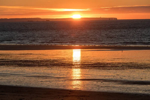 Coucher Soleil Sur Plage Saint Malo Bretagne France — Photo